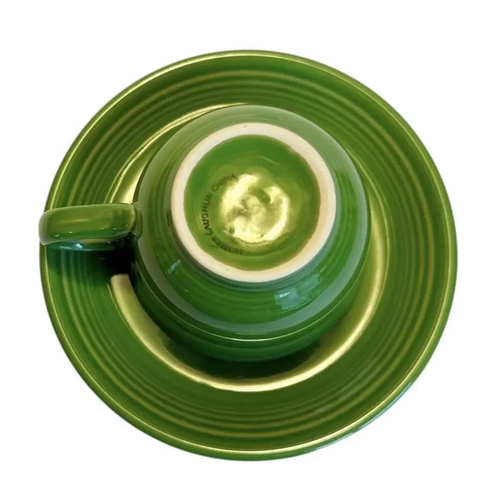 Vtg Fiestaware Fiesta HLC USA Shamrock Green Tea/Coffee Cup & Saucer Set